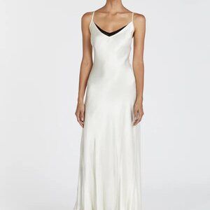 DISSH FAY CREAM SATIN V NECK SLIP MAXI DRESS NEW WITH TAGS SIZE